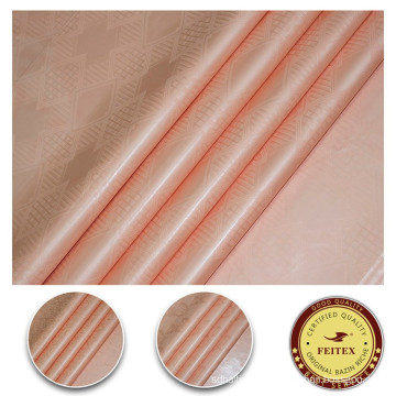 Soft Peach Color 100% Algodão Fabirc For Women Dress Africano Jacquard Fabric Tinged Guinea Brocade